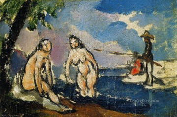 ポール・セザンヌ Painting - 水浴びと釣り糸を引く漁師 ポール・セザンヌ